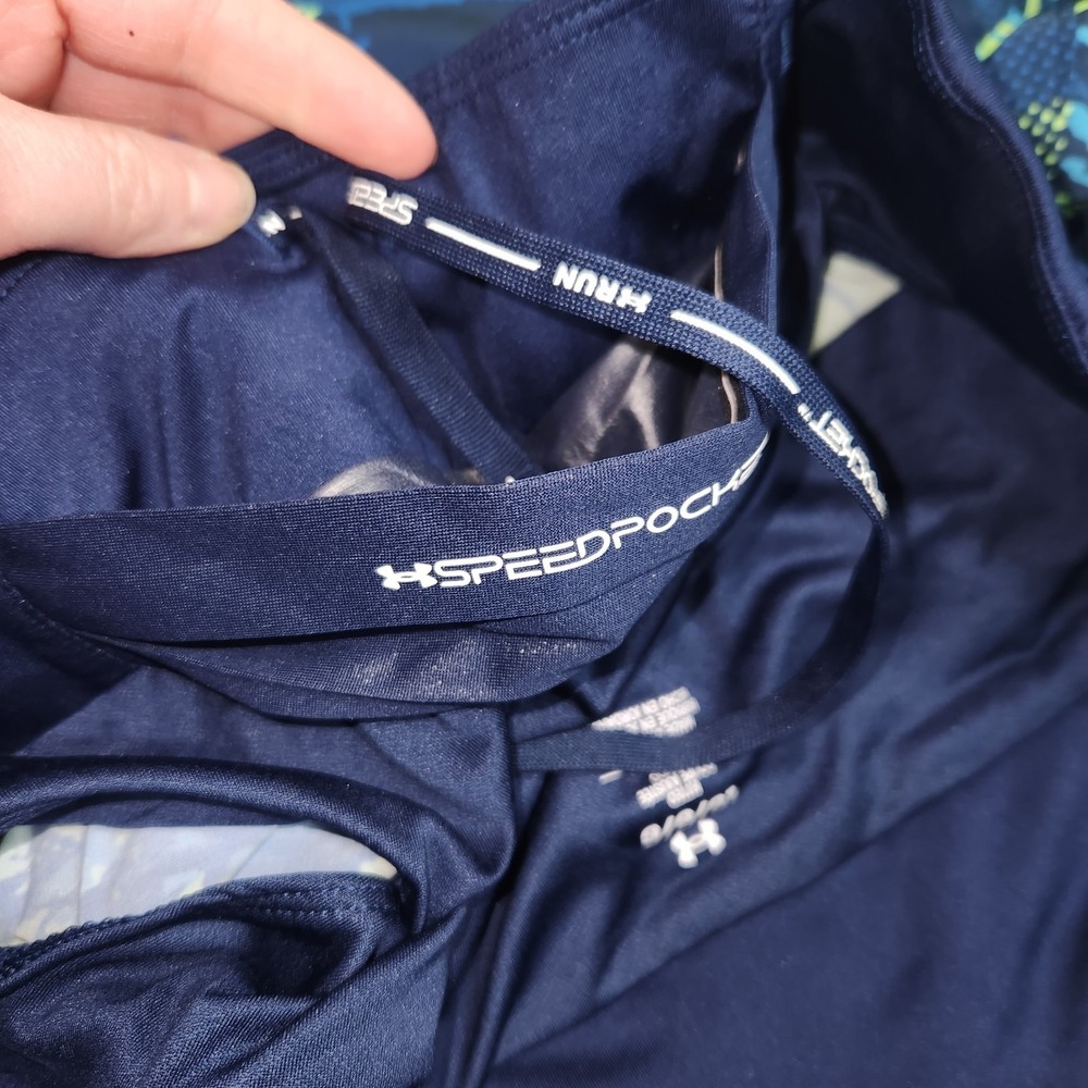 Under Armour Speed Pocket Running Shorts Fitted Lined Blue Green Women's L Nwt - Picture 6 of 12